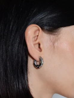 Cooper Medium Palladium-Plated Hoop Earrings