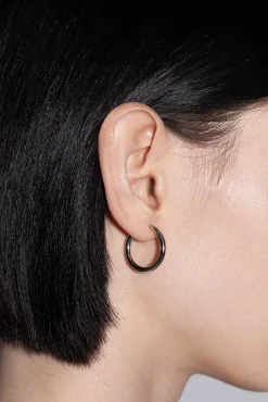 Elona Medium Palladium-Plated Hoop Earrings