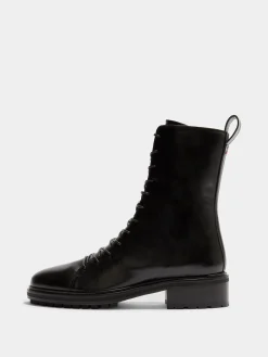 Isa Leather Lace-Up Ankle Boots