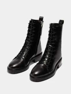 Isa Leather Lace-Up Ankle Boots