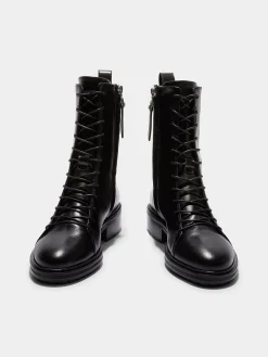 Isa Leather Lace-Up Ankle Boots