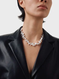 Joss Pearl and Palladium-Plated Necklace