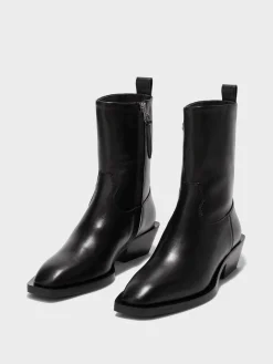 Luis Leather Cowboy Ankle Boots