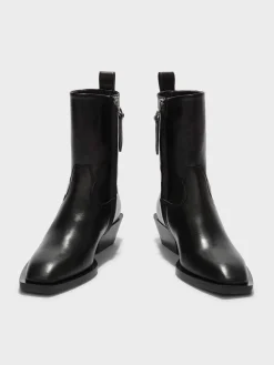 Luis Leather Cowboy Ankle Boots