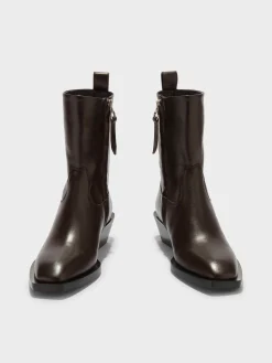 Luis Leather Cowboy Ankle Boots