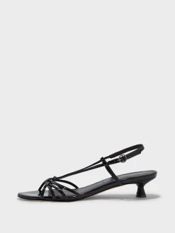 Rhonda Leather Kitten-Heel Sandals