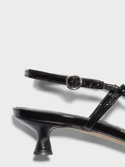 Rhonda Leather Kitten-Heel Sandals
