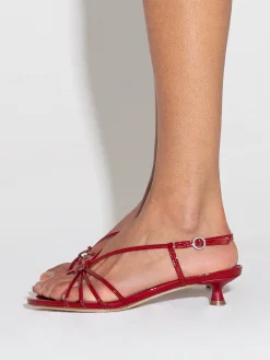 Rhonda Leather Kitten-Heel Sandals