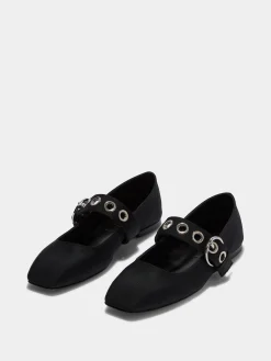 Uma Eyelet Grosgrain Mary-Jane Flats