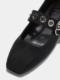 Uma Eyelet Grosgrain Mary-Jane Flats