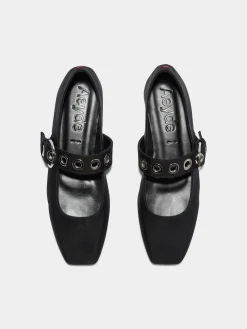 Uma Eyelet Grosgrain Mary-Jane Flats
