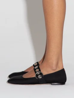 Uma Eyelet Grosgrain Mary-Jane Flats