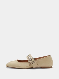 Uma Eyelet Grosgrain Mary-Jane Flats