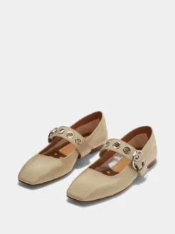 Uma Eyelet Grosgrain Mary-Jane Flats