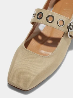 Uma Eyelet Grosgrain Mary-Jane Flats