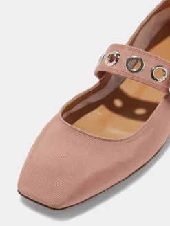 Uma Eyelet Grosgrain Mary-Janes Flats