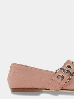 Uma Eyelet Grosgrain Mary-Janes Flats