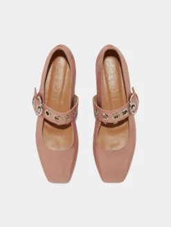 Uma Eyelet Grosgrain Mary-Janes Flats