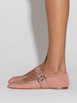 Uma Eyelet Grosgrain Mary-Janes Flats