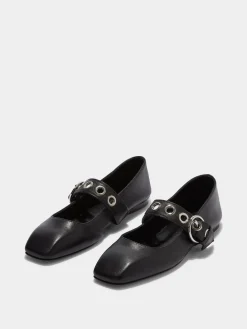 Uma Eyelet Leather Mary-Janes Flats
