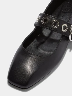 Uma Eyelet Leather Mary-Janes Flats