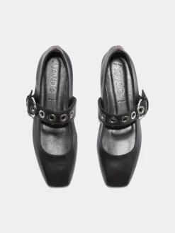 Uma Eyelet Leather Mary-Janes Flats