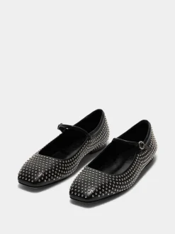 Uma Mini Stud Leather Mary-Jane Flats