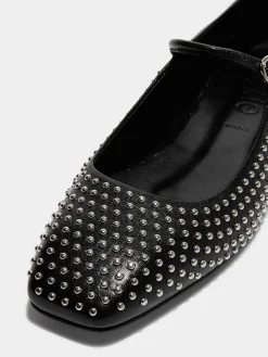 Uma Mini Stud Leather Mary-Jane Flats