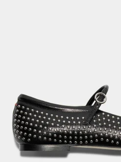 Uma Mini Stud Leather Mary-Jane Flats